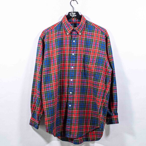 Polo Ralph Lauren Blake Plaid Button Down Shirt Cotton Wool Medium Preppy - Picture 1 of 5